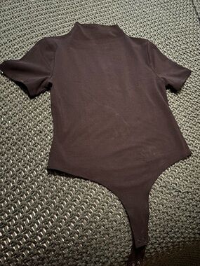 Banana Republic Mockneck Black Short-Sleeve Bodysuit
